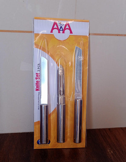 Stainless Steel Multipurpose Sharp Cutting Knife for Fruit Meat Vegetables 3 Pc