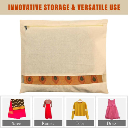 Zip Closure Saree Storage Bag (14.5x16.5 cm, Pack of 6)