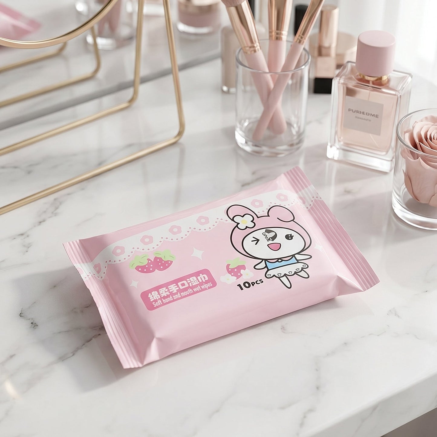 Cartoon Printed Soft Wet Wipes Pack 10 Pc (1 Pack x 10 Pc)