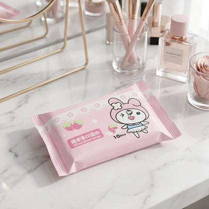 Cartoon Printed Soft Wet Wipes Pack 10 Pc (1 Pack x 10 Pc)
