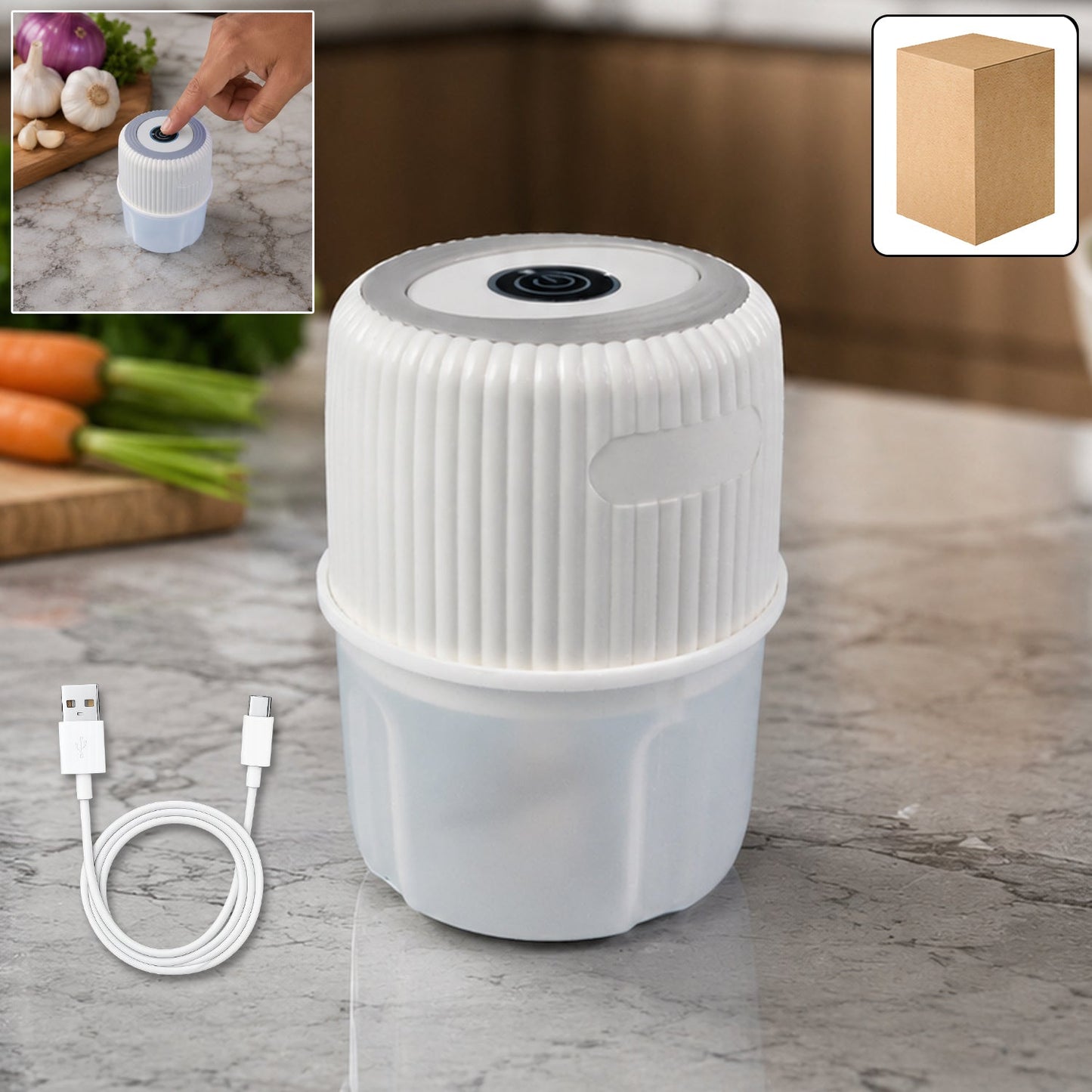USB Rechargeable Mini Garlic Chopper Crusher 300 Ml
