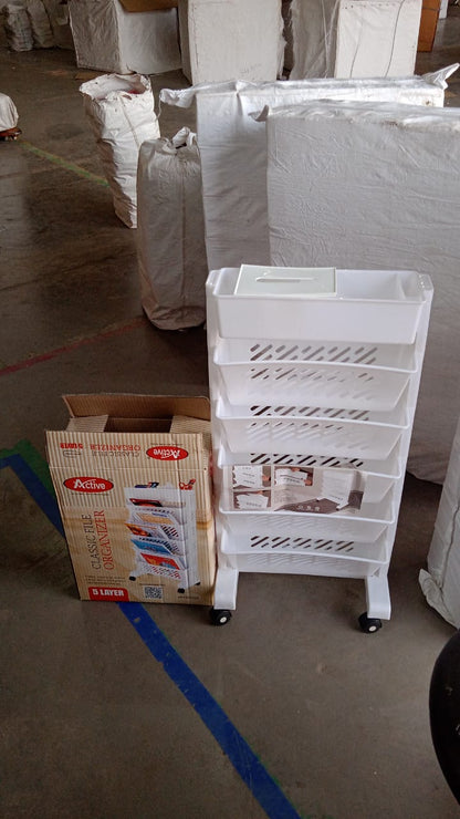 Movable Bookshelf, Large Capacity Rotatable Plastic Rolling Organization Shelf / Rack