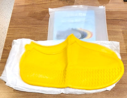 Yellow Non-Slip Silicone Rain Shoe Cover – Waterproof Foldable Anti-Skid (1 Pair)