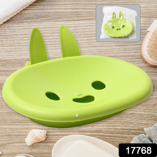 Soap Box  Cute Rabbit Shape Double Bowl Plastic Rack Storage