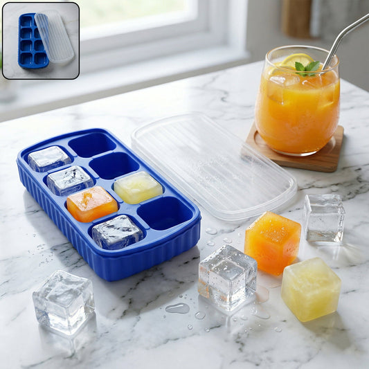 multipurpose square ice cube tray with lid 8 grid 17x9 cm