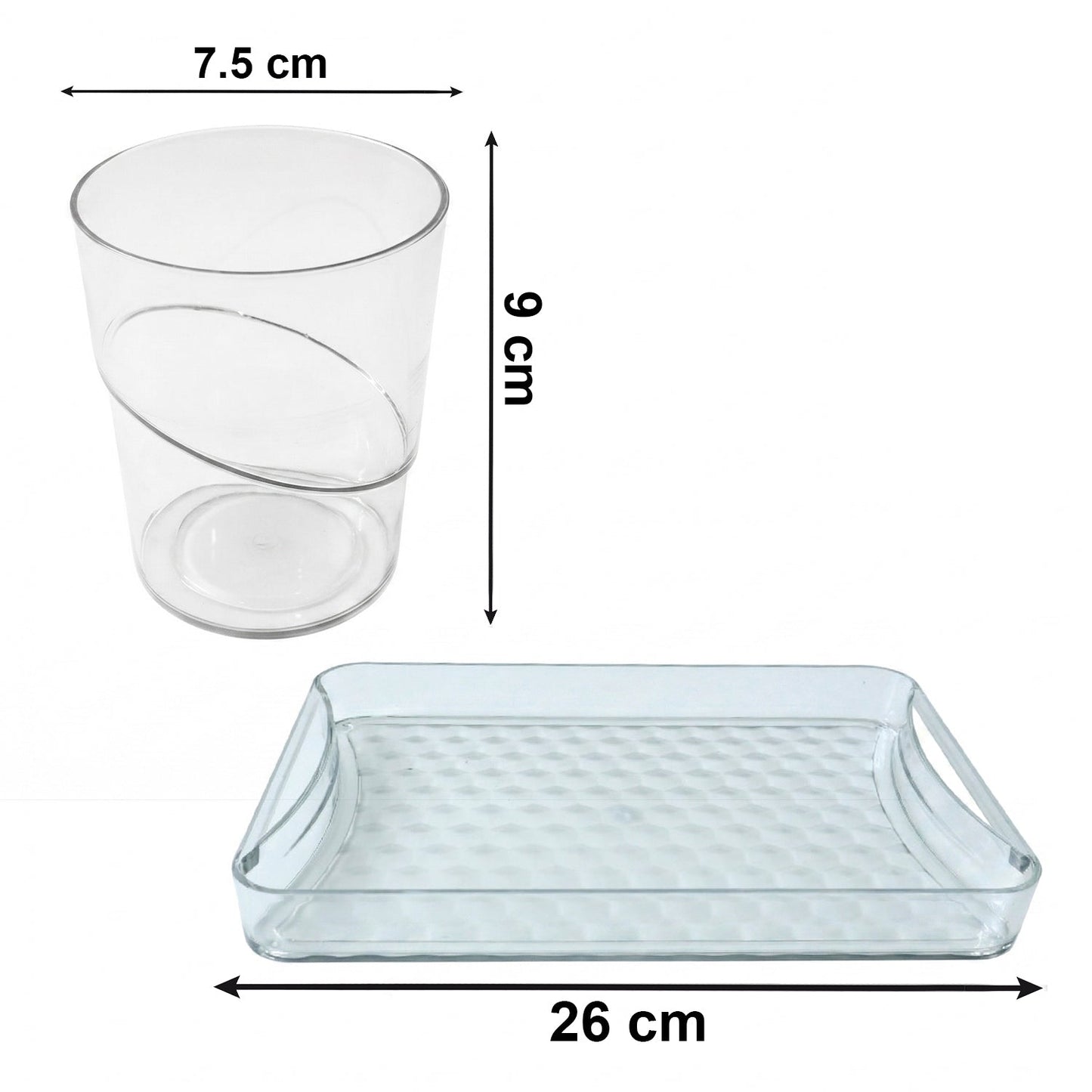 Premium Glass Serving Set (6 Glass With 1 Tray)