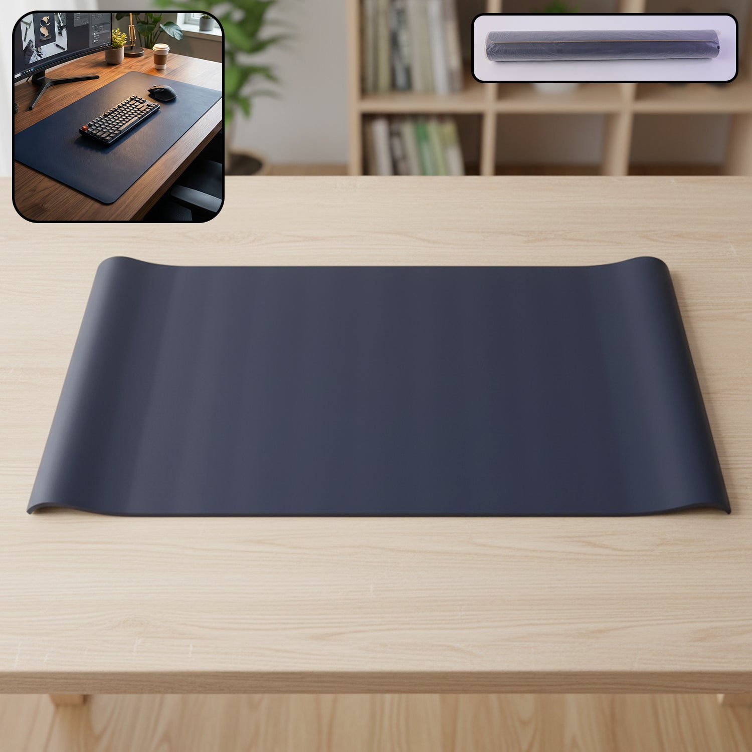 Black extended desk protector mat