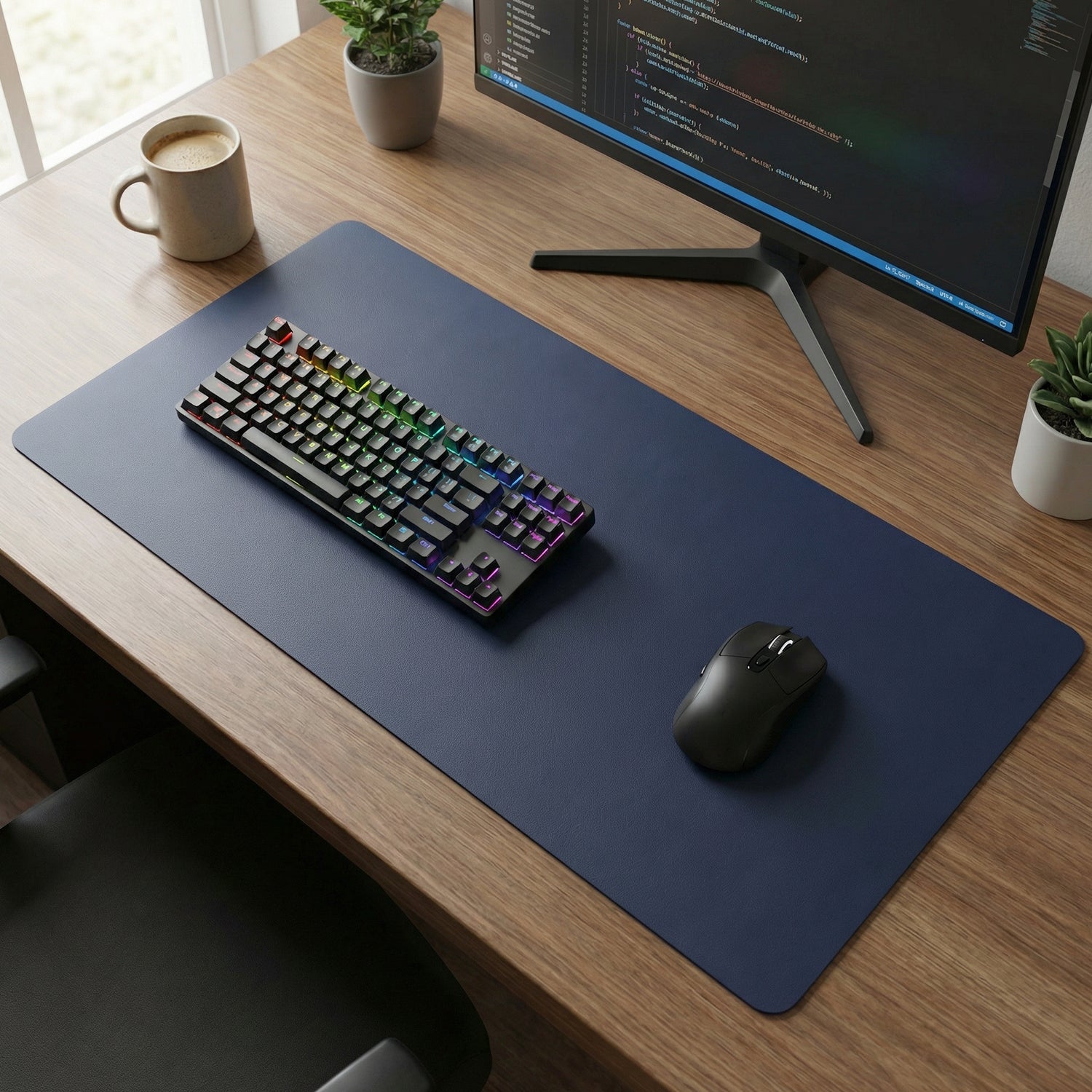 large black desk mat