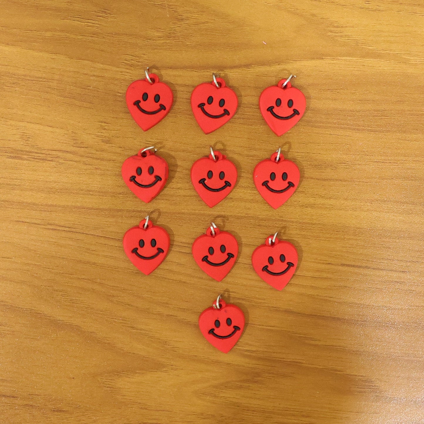Cute Smiley Heart Shape Bag Charm Keychain Set (10 Pc)