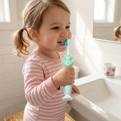 Kids Toothbrush with Cute Cartoon Whistle Toy Set (2 Pc Set)