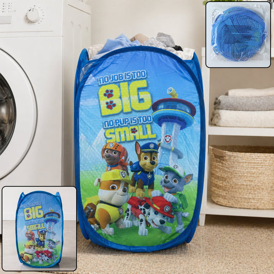 blue cartoon mesh clothes hamper