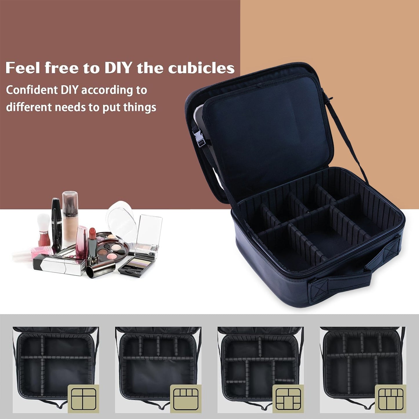 Black LED makeup organizer box full view India
