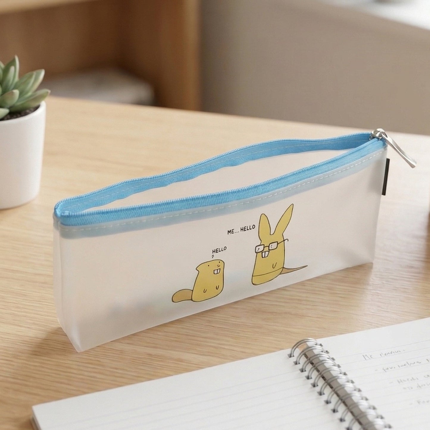 Cute Cartoon Transparent Pencil Pouch (1 Pc)
