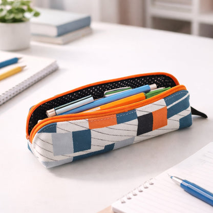 Designer Fabric Zipper Pencil Pouch (1 Pc)