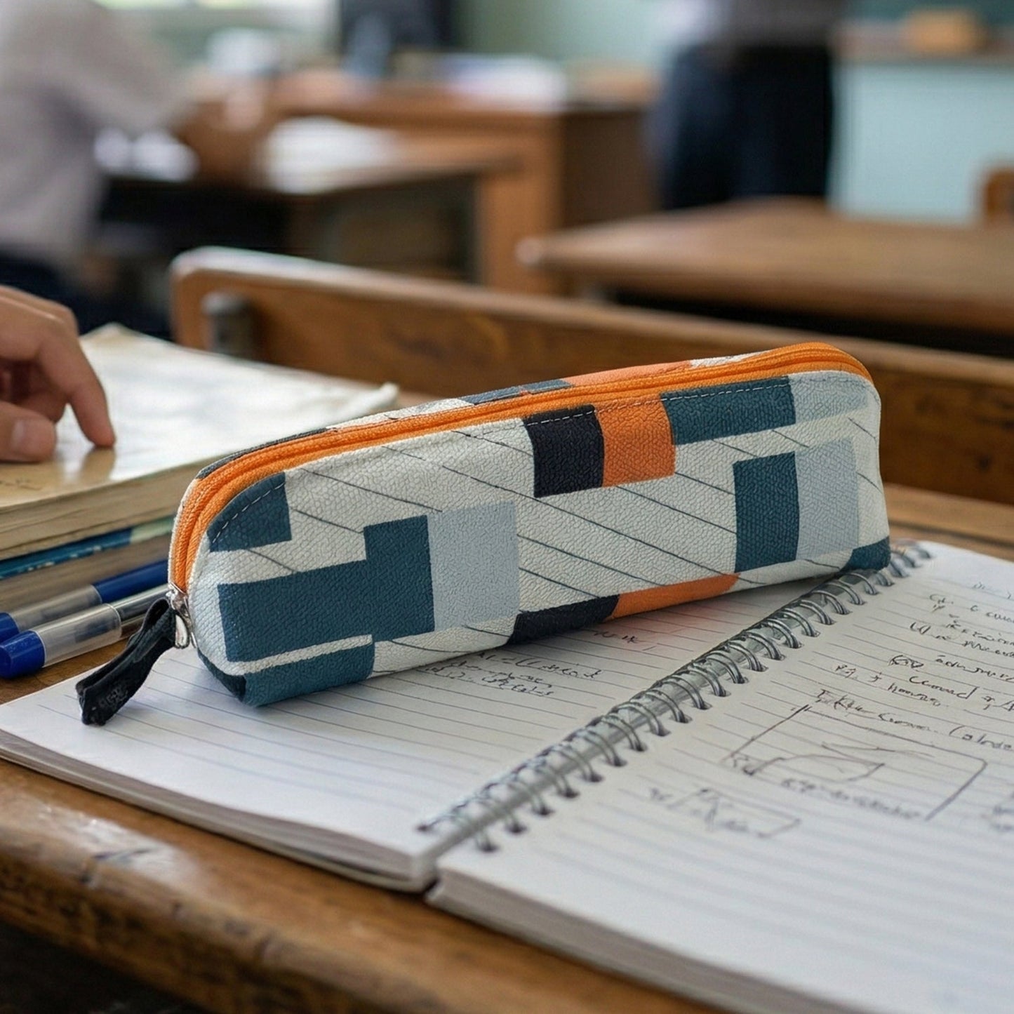 Designer Fabric Zipper Pencil Pouch (1 Pc)