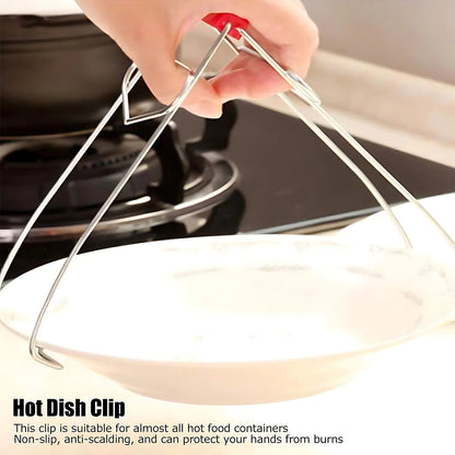 Heavy-Duty Stainless Steel Kitchen Dish Plate Bowl Vessel Gripper Tong (1 Pc)