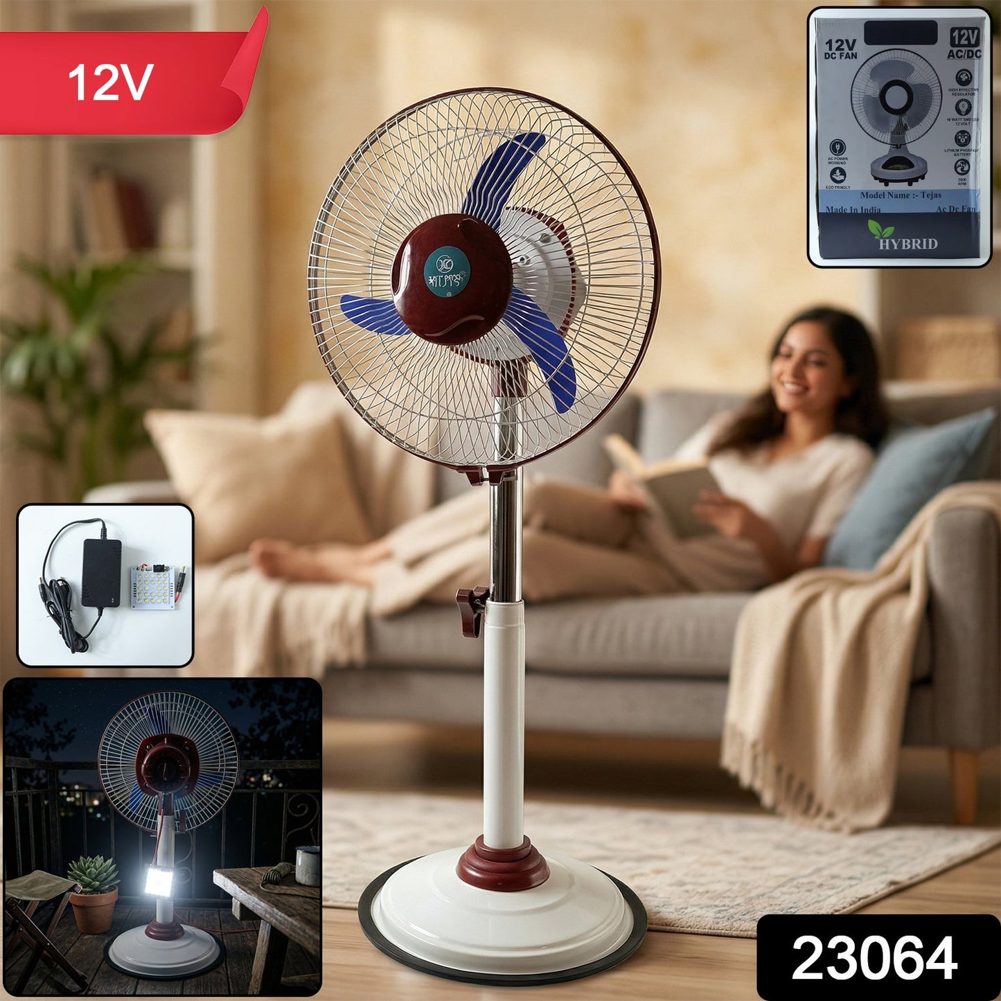 battery operated pedestal fan for home cooling