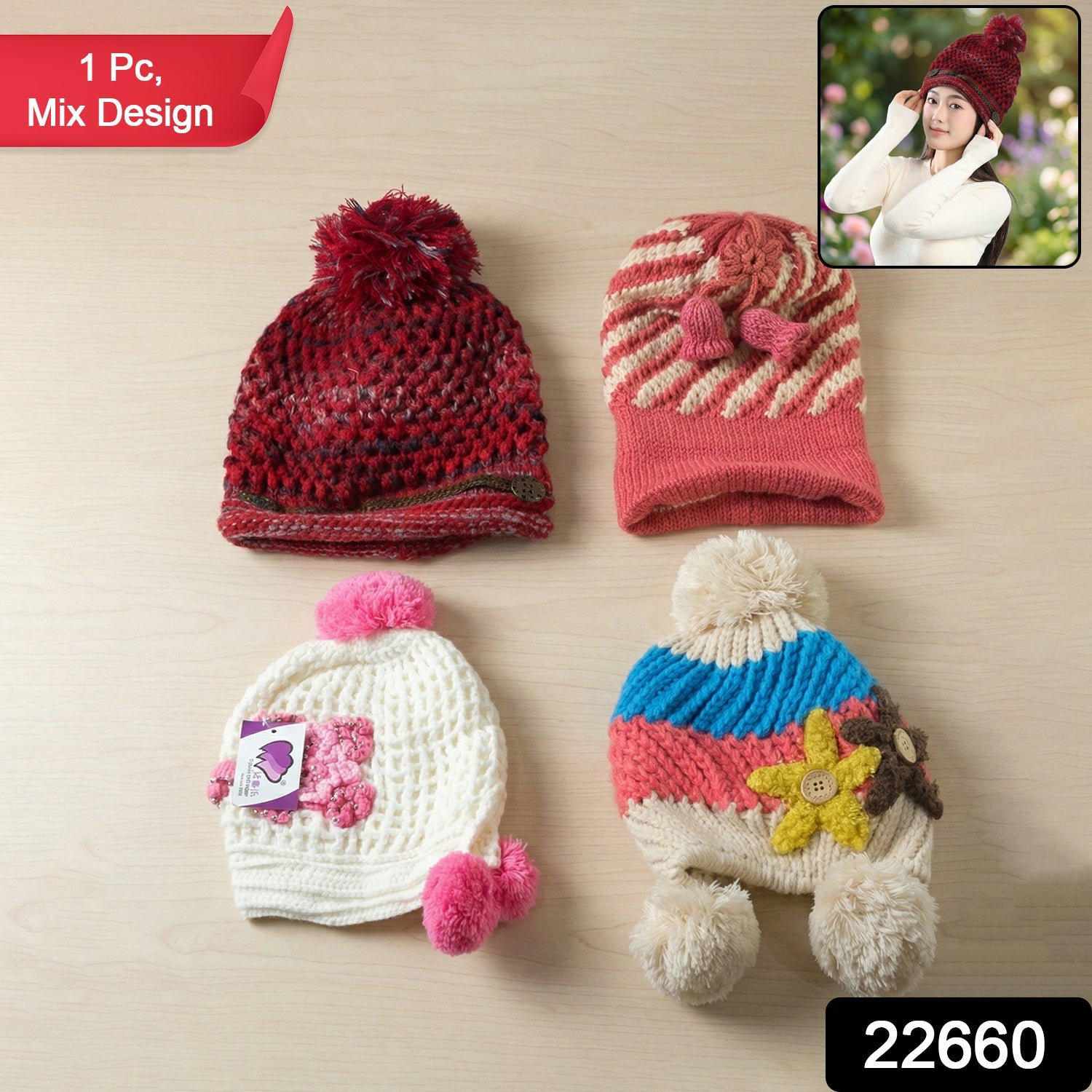 warm knitted cap for winter protection