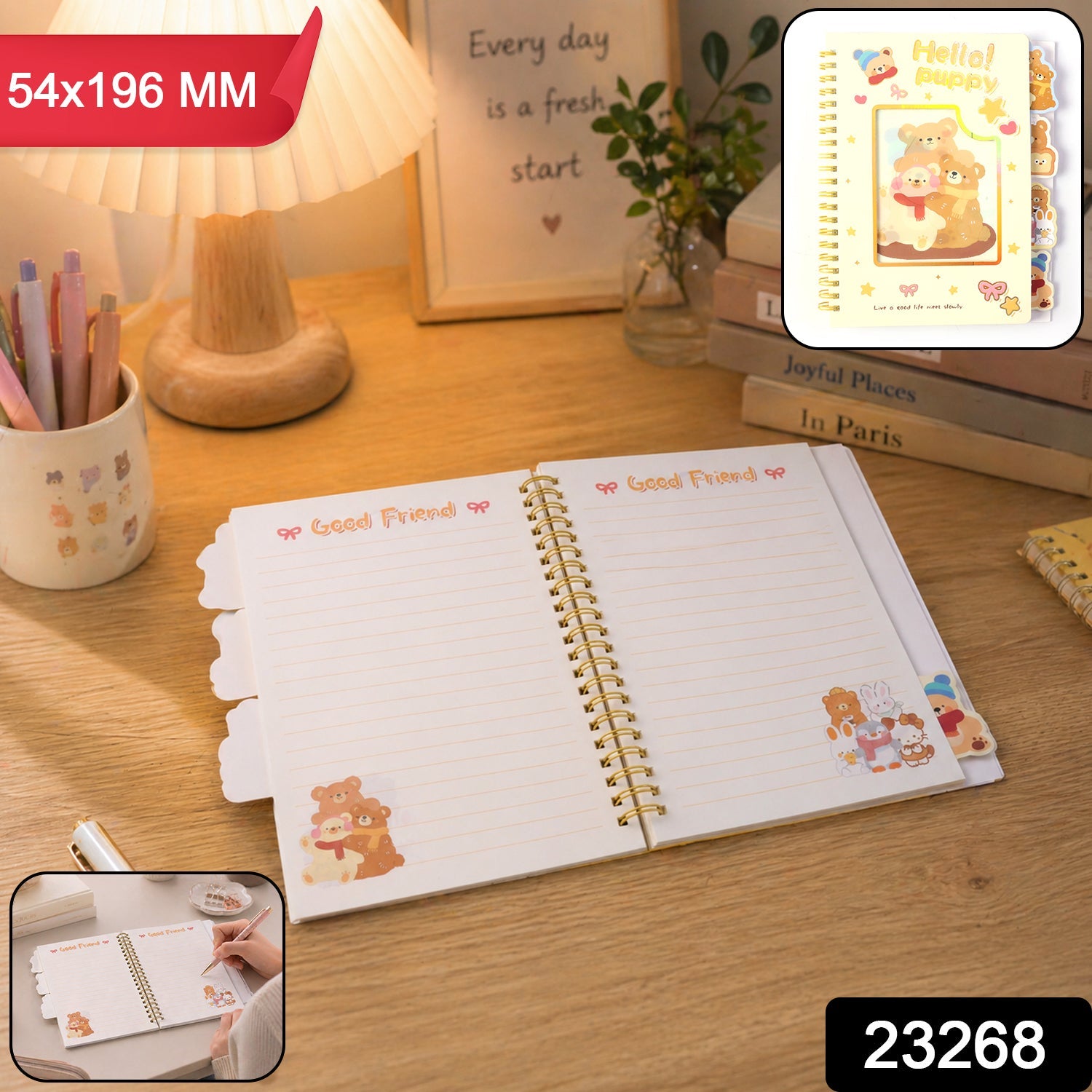 cartoon printed spiral diary notebook