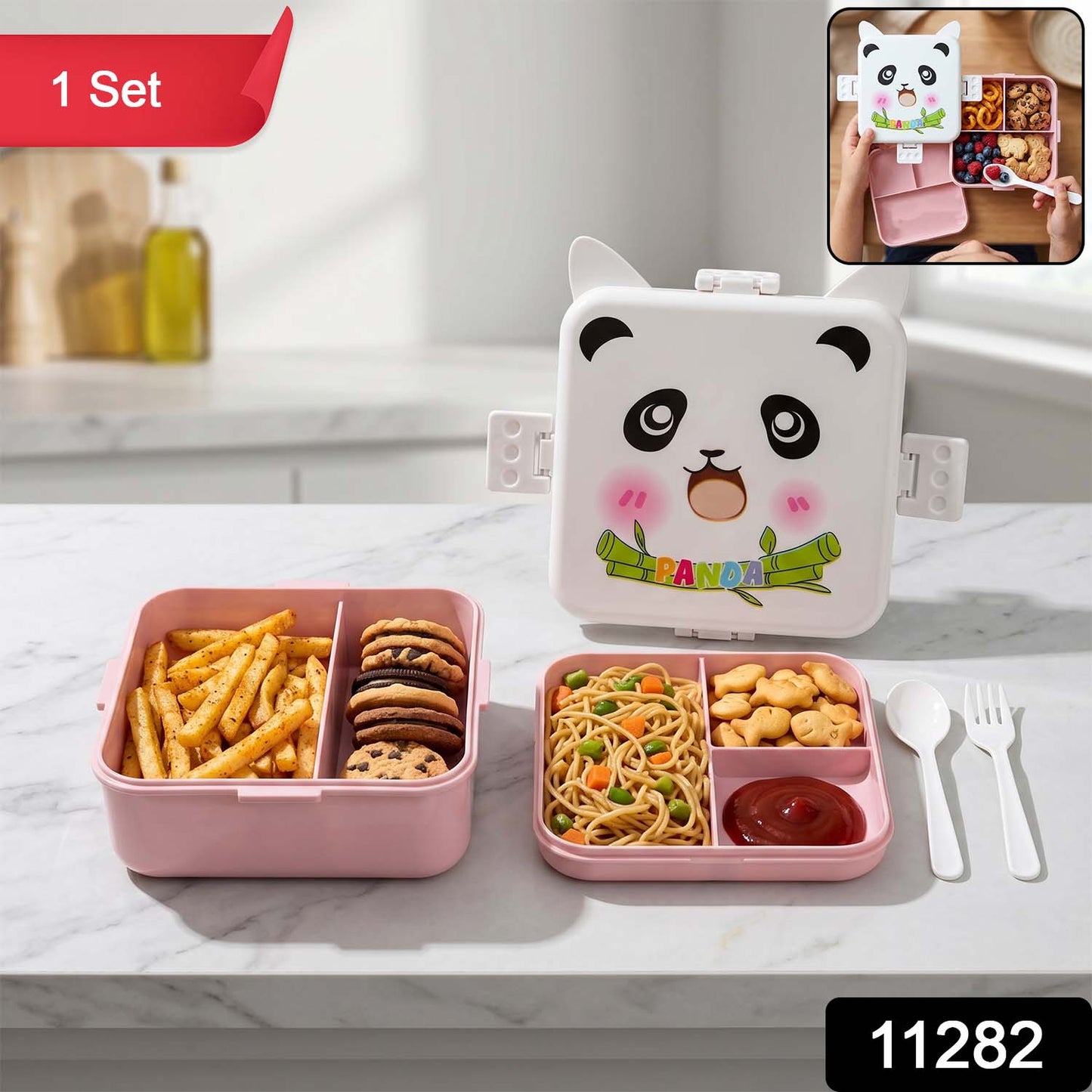 panda design kids tiffin box