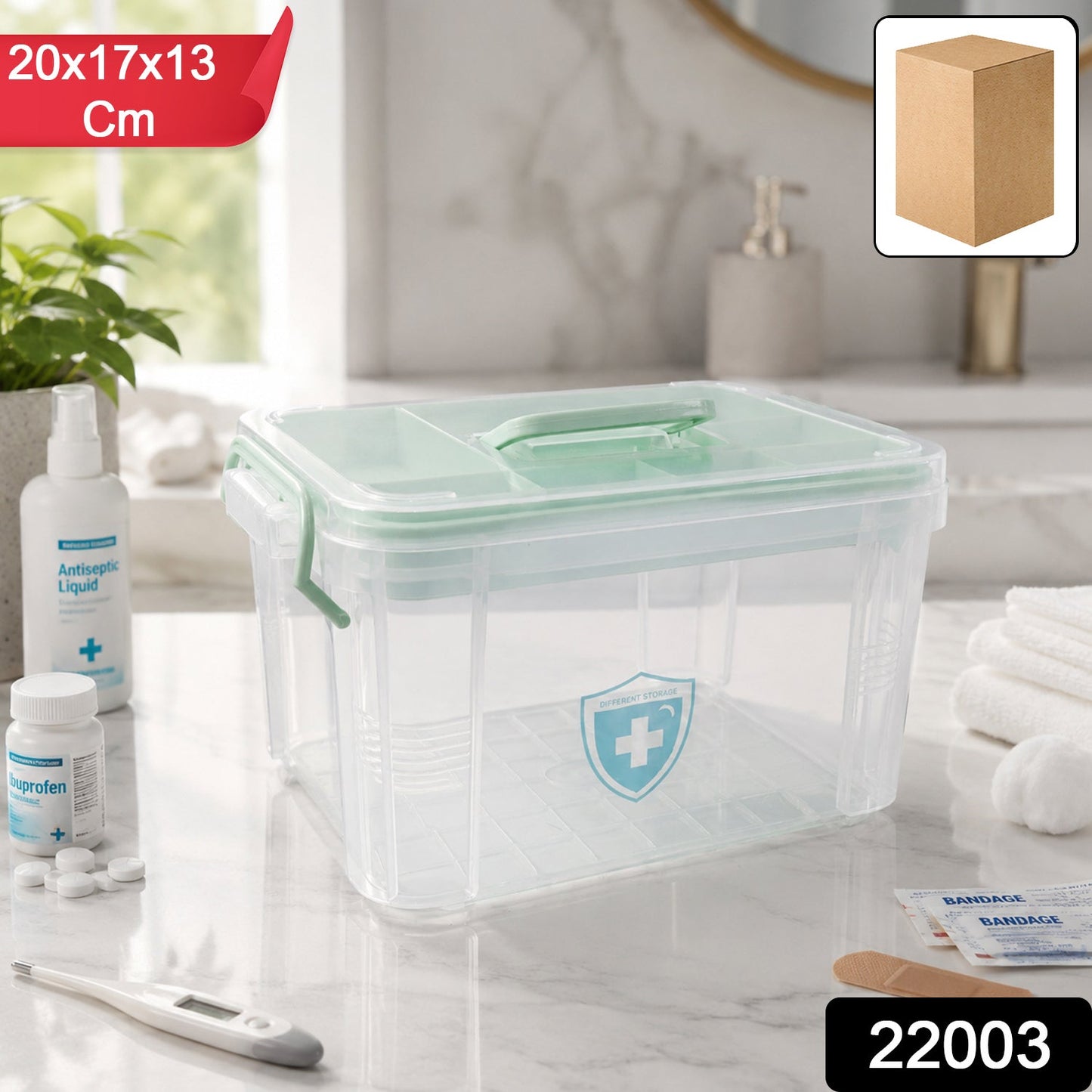 Transparent Medicine Box with Handle & Lid