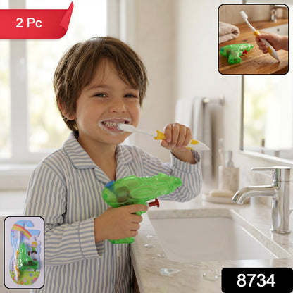 Kids Cartoon Toothbrush with Airplane Toy (2 Pc Set)
