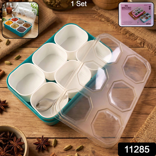 spice storage box with multiple sections for kitchen use