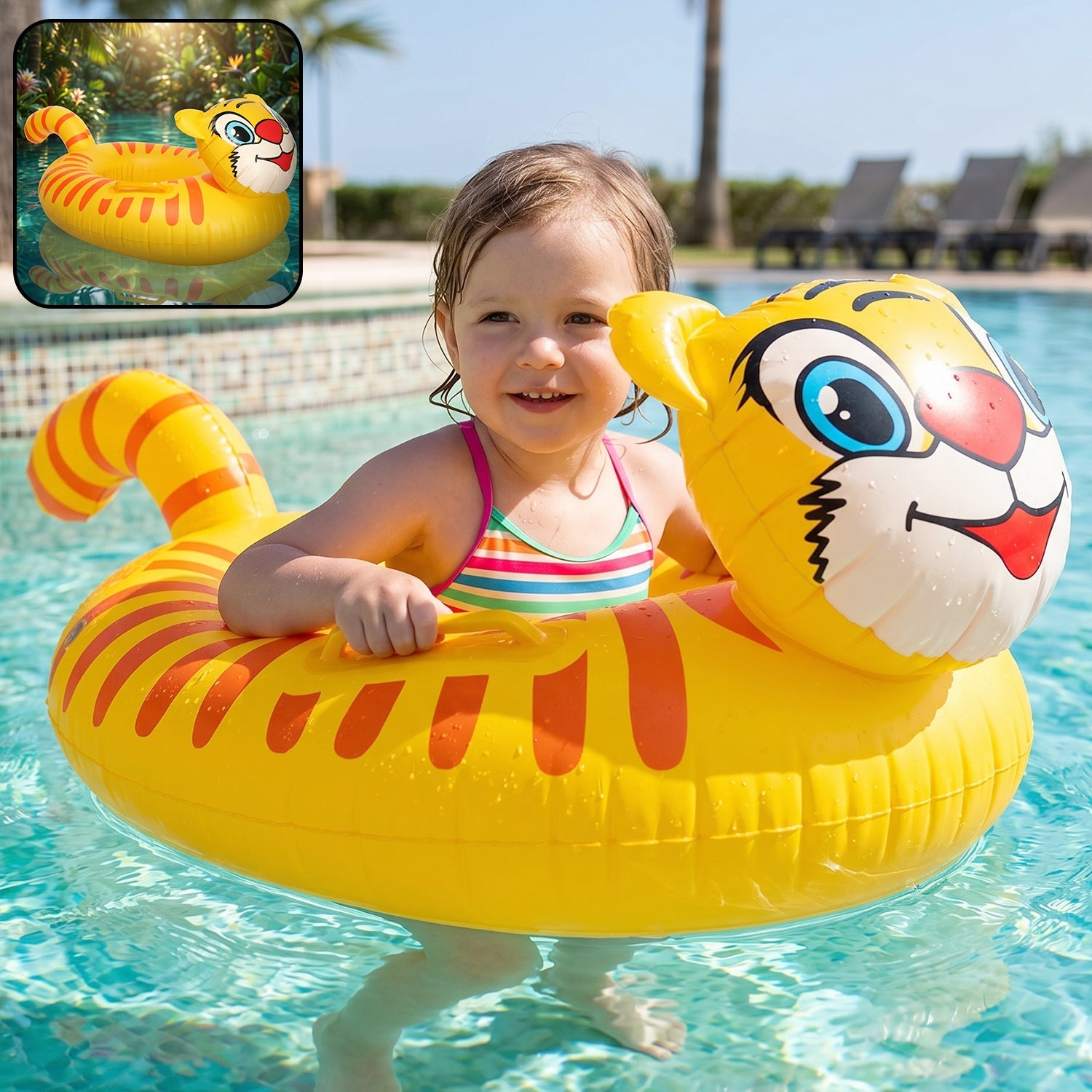 Tiger Shaped Inflatable Pool Float