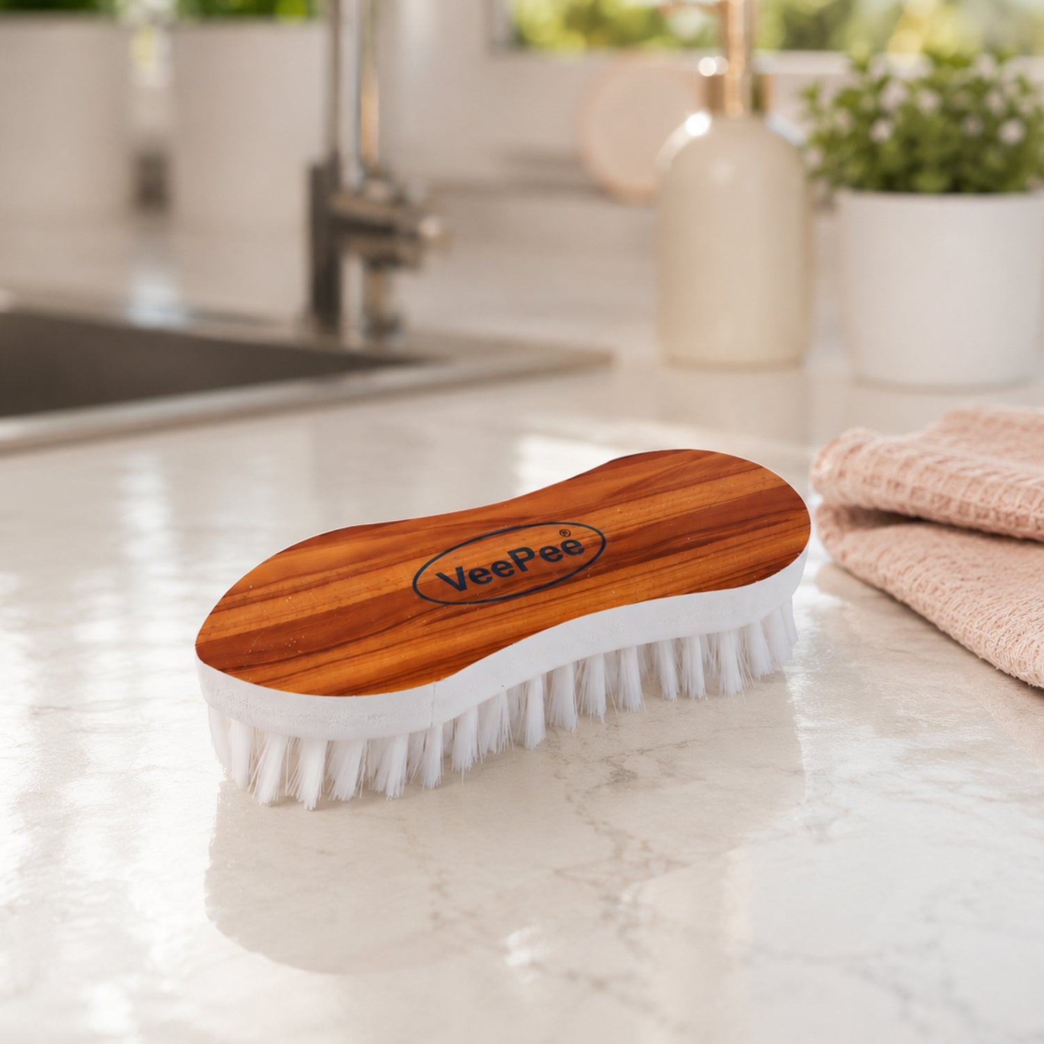 Cloth Washing Brush on Kitchen Counter
