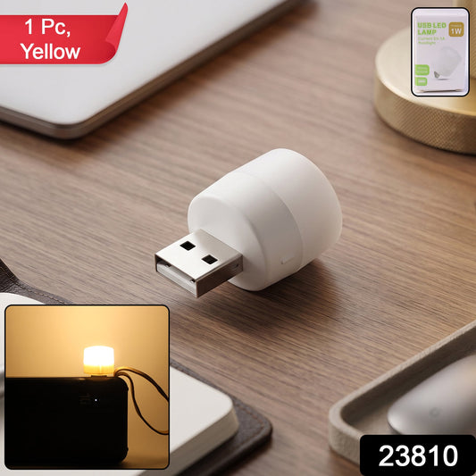 Yellow USB LED LAMP Night Light, Plug Small Led Nightlight  (1 Pc)